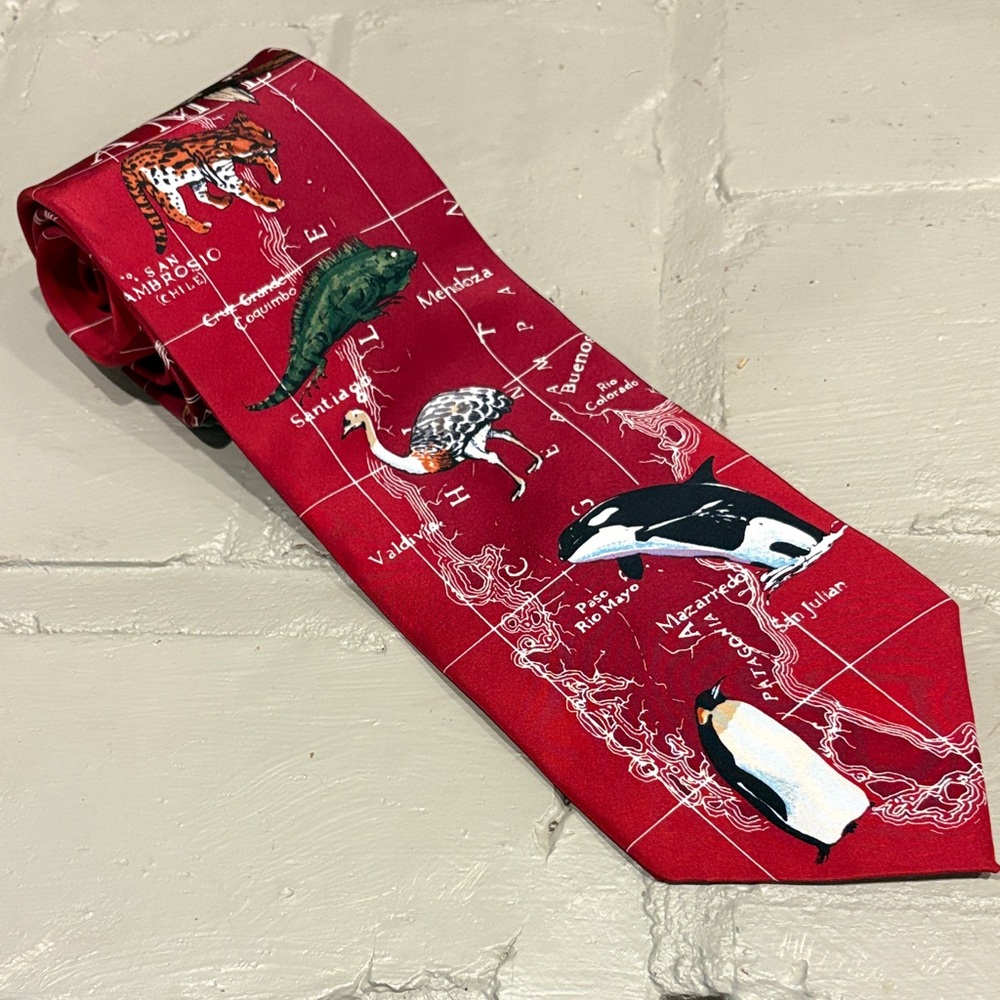 VTG World Wildlife Fund (WWF) "South American Wildlife" 100% Silk Necktie‎